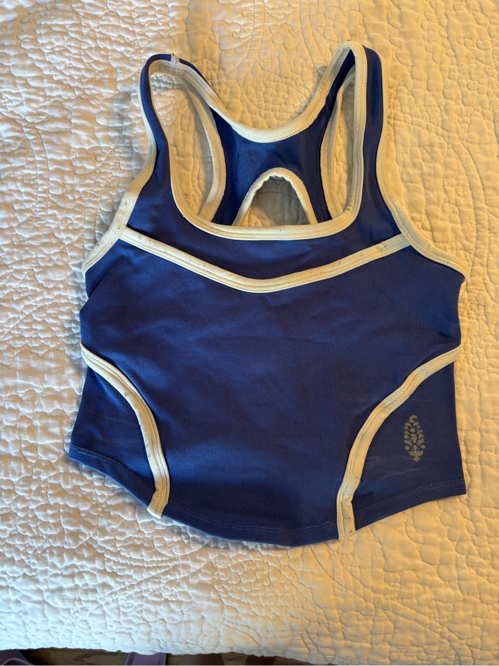 FP Movement by Free People Navy Blue and White Racerback Tank, Sz XS/S